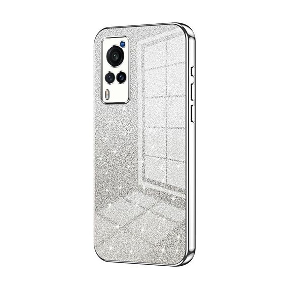 Custodia per telefono elettrolitico in polvere glitter sfumata per vivo X60 (argento)