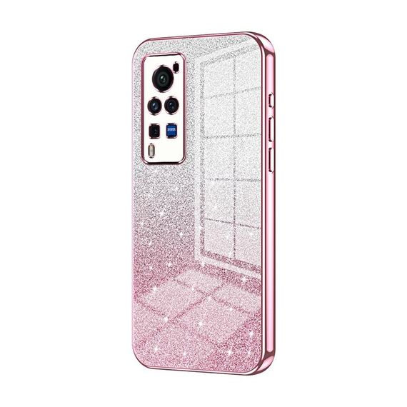 Custodia per telefono elettrolitico in polvere glitterata sfumata per vivo X60 Pro (rosa)