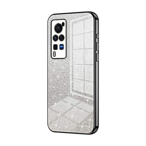 Custodia per telefono elettrolitico in polvere glitterata sfumata per vivo X60 Pro (nera)