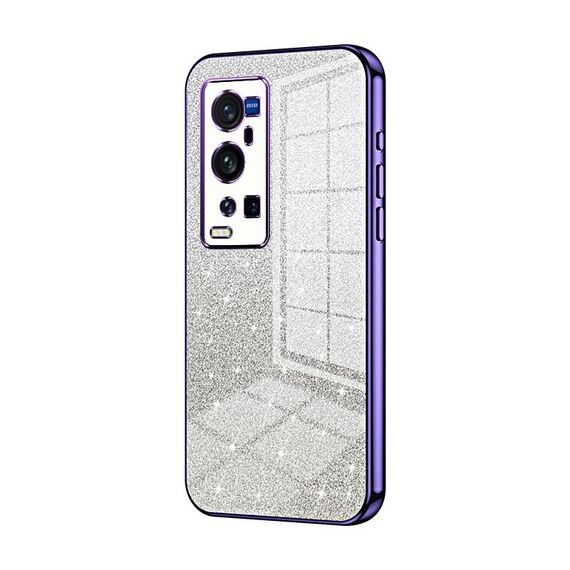 Per vivo X60 Pro+ Custodia per telefono elettrolitico con polvere glitterata sfumata (viola)