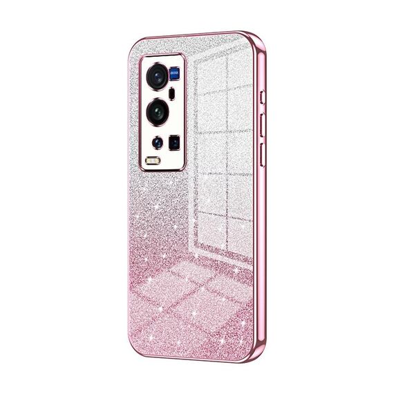 Per vivo X60 Pro+ Custodia per telefono elettrolitico con polvere glitterata sfumata (rosa)