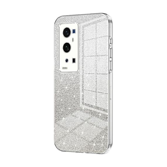 Per vivo X60 Pro+ Custodia per telefono elettrolitico con polvere glitterata sfumata (trasparente)