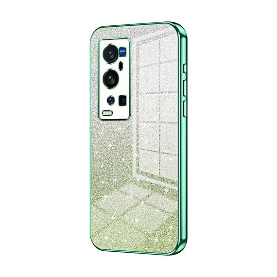 Per vivo X60 Pro+ Custodia per telefono elettrolitico con polvere glitterata sfumata (verde)