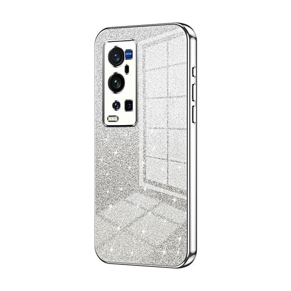 Per vivo X60 Pro+ Custodia per telefono elettrolitico con polvere glitterata sfumata (Argento)