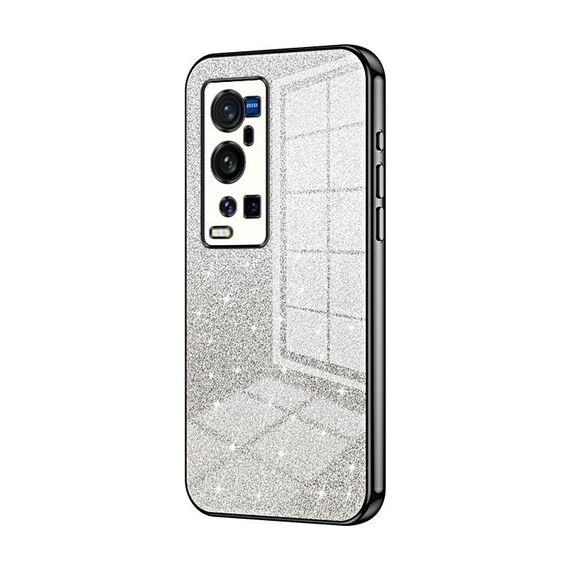 Per vivo X60 Pro+ Custodia per telefono elettrolitico con polvere glitterata sfumata (nero)