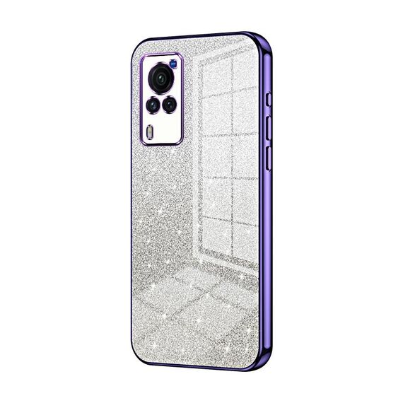 Custodia per telefono elettrolitico in polvere glitterata con schermo curvo per vivo X60 (viola)