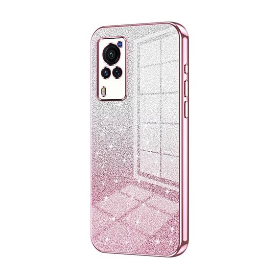 Custodia per telefono elettrolitico in polvere glitterata con schermo curvo per vivo X60 (rosa)