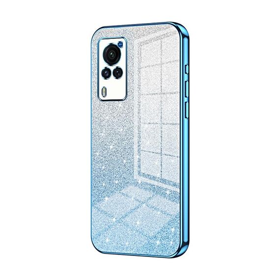 Custodia per telefono elettrolitico in polvere glitterata con schermo curvo per vivo X60 (blu)
