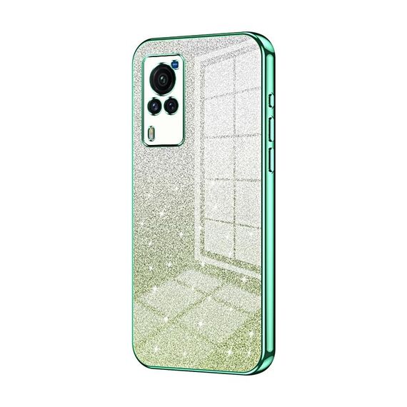 Custodia per telefono elettrolitico in polvere glitterata con schermo curvo per vivo X60 (verde)