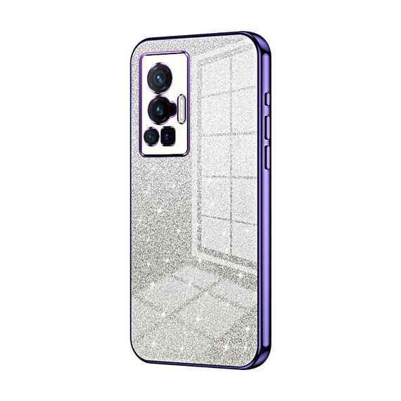 Custodia per telefono elettrolitico in polvere glitter sfumata per vivo X70 Pro (viola)