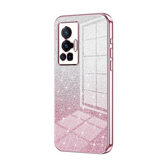 Custodia per telefono elettrolitico in polvere glitter sfumata per vivo X70 Pro (rosa)