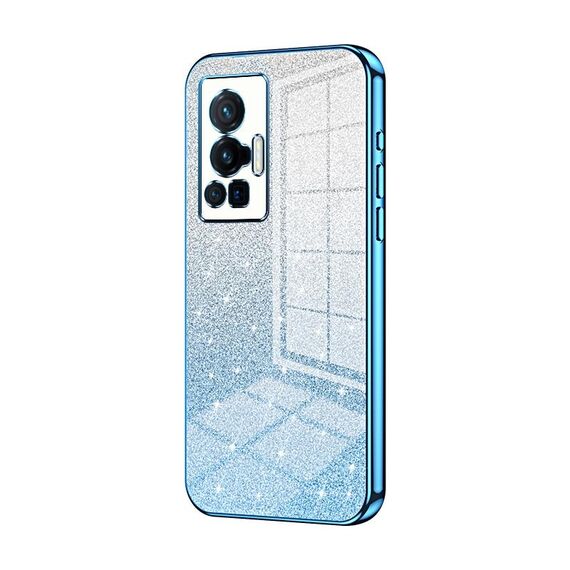 Custodia per telefono elettrolitico in polvere glitter sfumata per vivo X70 Pro (blu)