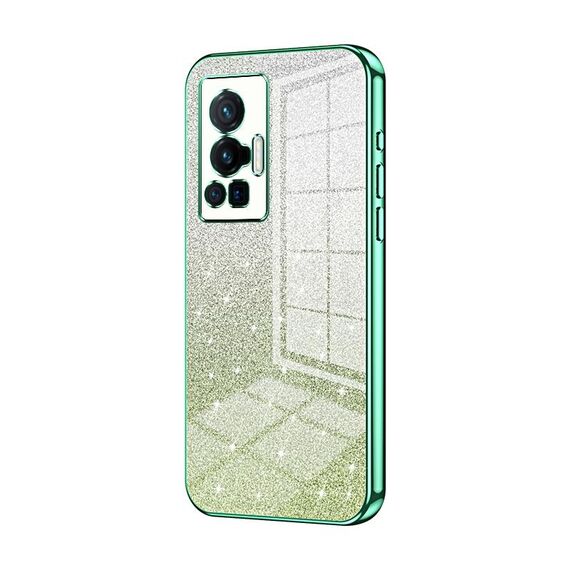 Custodia per telefono elettrolitico in polvere glitter sfumata per vivo X70 Pro (verde)