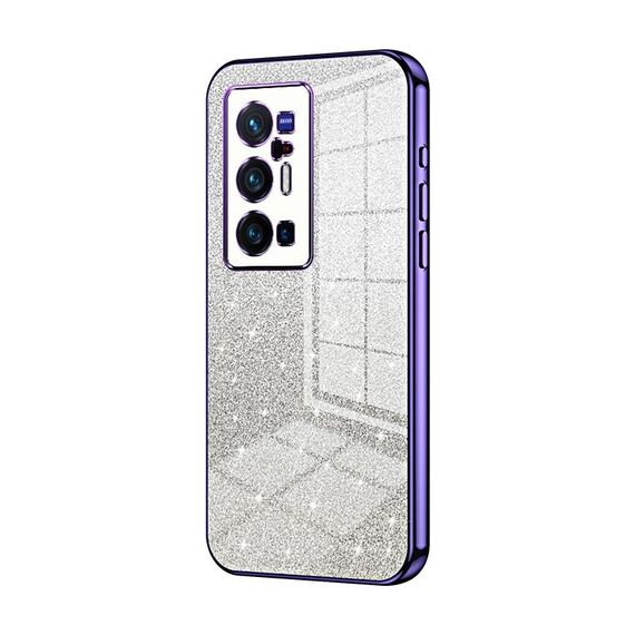 Per vivo X70 Pro+ Custodia per telefono elettrolitico con polvere glitterata sfumata (viola)