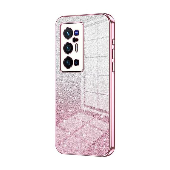 Per vivo X70 Pro+ Custodia per telefono elettrolitico con polvere glitterata sfumata (rosa)