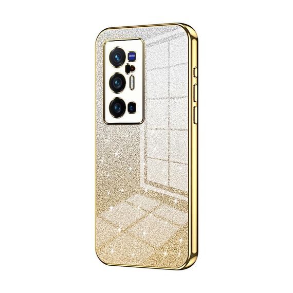 Per vivo X70 Pro+ Custodia per telefono elettrolitico con polvere glitterata sfumata (Oro)