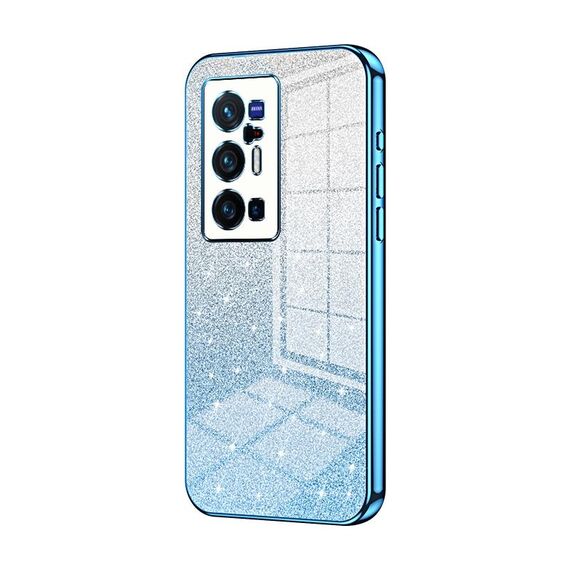 Per vivo X70 Pro+ Custodia per telefono elettrolitico con polvere glitterata sfumata (blu)