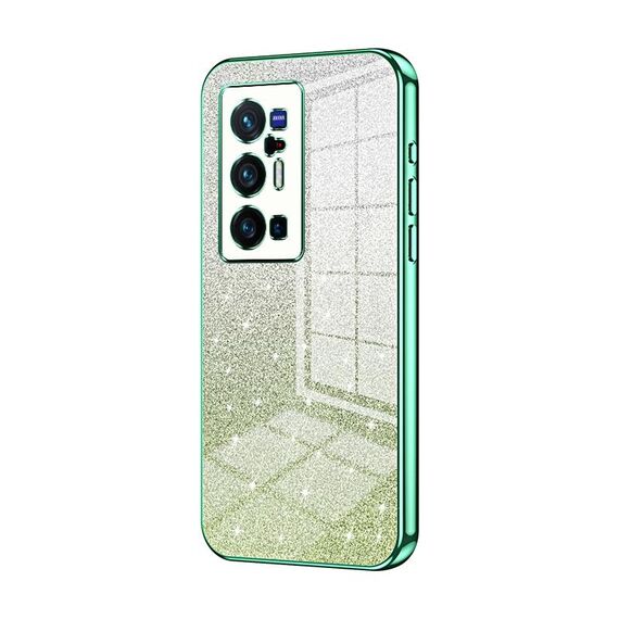Per vivo X70 Pro+ Custodia per telefono elettrolitico con polvere glitterata sfumata (verde)