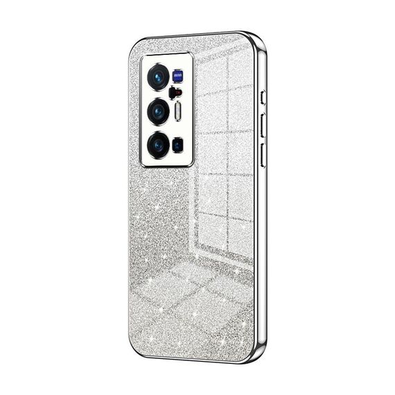 Per vivo X70 Pro+ Custodia per telefono elettrolitico con polvere glitterata sfumata (Argento)