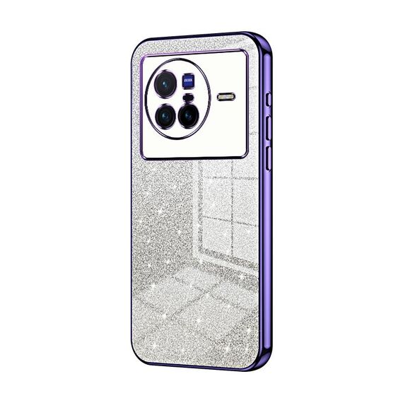 Custodia per telefono elettrolitico in polvere glitter sfumata per vivo X80 (viola)
