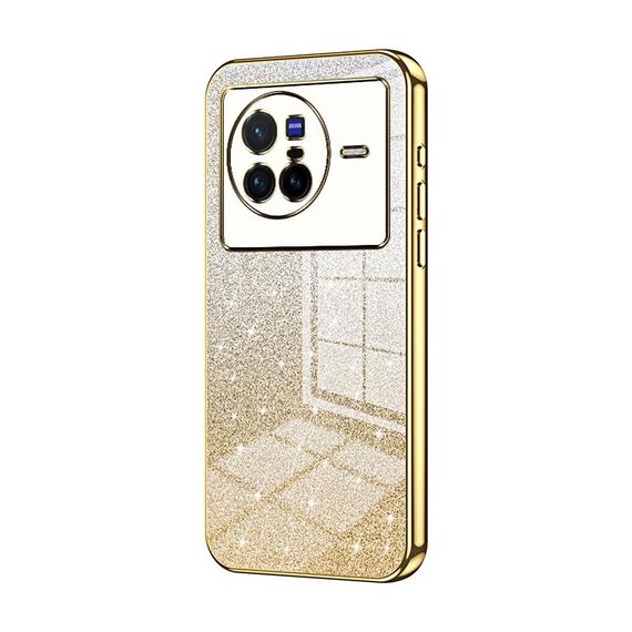 Custodia per telefono elettrolitico in polvere glitterata sfumata per vivo X80 (oro)