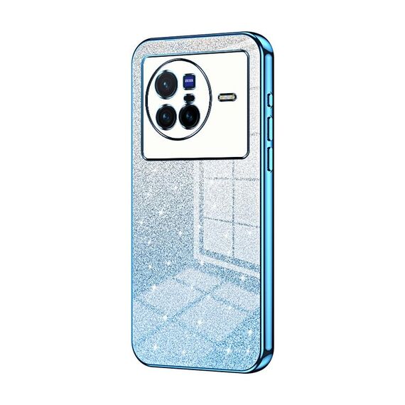 Custodia per telefono elettrolitico in polvere glitter sfumata per vivo X80 (blu)