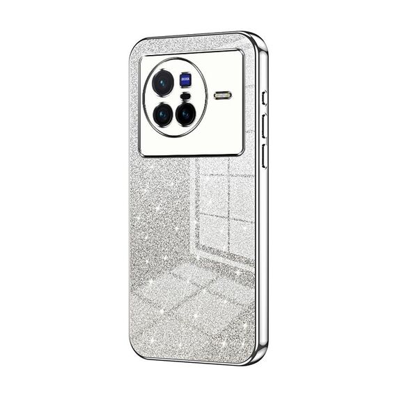 Custodia per telefono elettrolitico in polvere glitter sfumata per vivo X80 (argento)