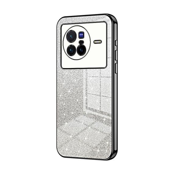 Custodia per telefono elettrolitico in polvere glitter sfumata per vivo X80 (nera)