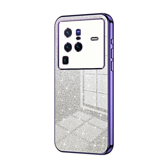 Custodia per telefono elettrolitico in polvere glitter sfumata per vivo X80 Pro (viola)