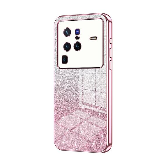 Custodia per telefono elettrolitico in polvere glitterata sfumata per vivo X80 Pro (rosa)