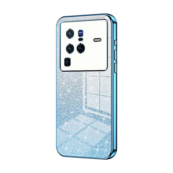 Custodia per telefono elettrolitico in polvere glitter sfumata per vivo X80 Pro (blu)