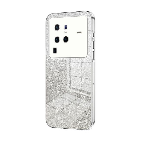 Custodia per telefono elettrolitico in polvere glitter sfumata per vivo X80 Pro (trasparente)