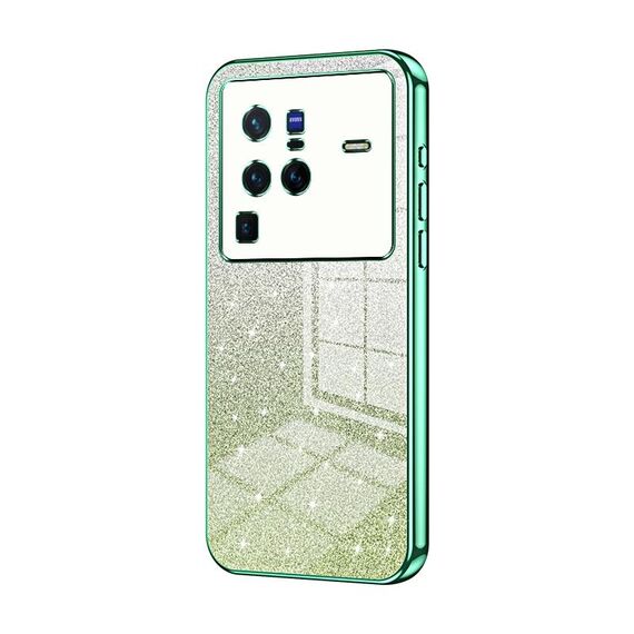 Custodia per telefono elettrolitico in polvere glitter sfumata per vivo X80 Pro (verde)