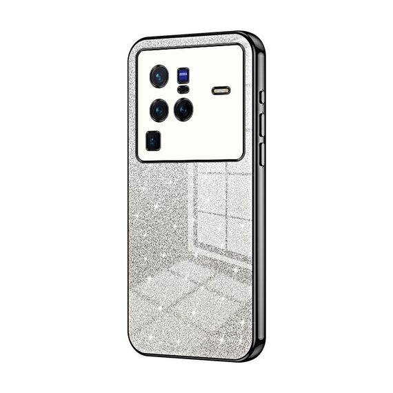Custodia per telefono elettrolitico in polvere glitter sfumata per vivo X80 Pro (nera)