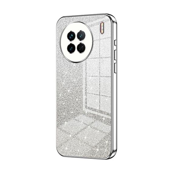 Custodia per telefono elettrolitica in polvere glitter sfumata per vivo X90 / X90s (Argento)