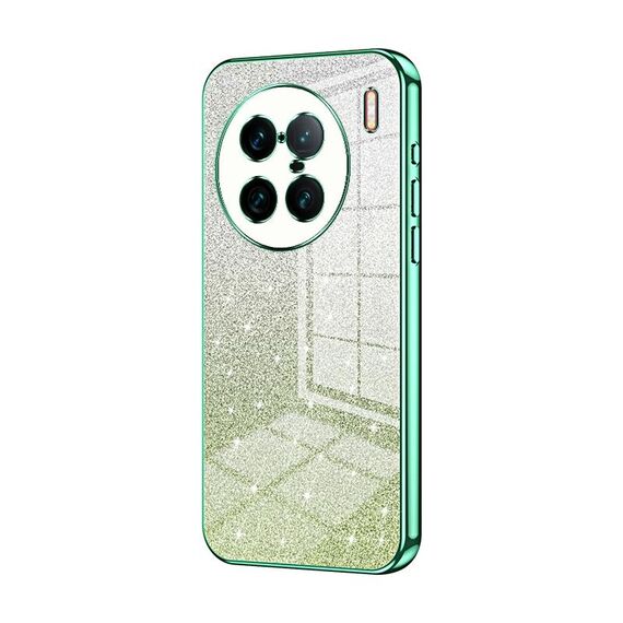 Per vivo X90 Pro+ Custodia per telefono elettrolitico con polvere glitterata sfumata (verde)