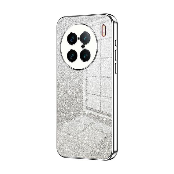 Per vivo X90 Pro+ Custodia per telefono elettrolitico con polvere glitterata sfumata (Argento)
