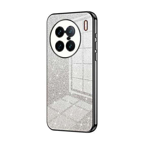 Per vivo X90 Pro+ Custodia per telefono elettrolitico con polvere glitterata sfumata (nero)
