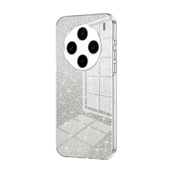 Custodia per telefono elettrolitico in polvere glitter sfumata per vivo X100 (trasparente)