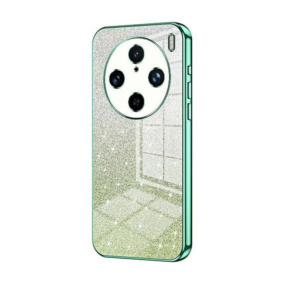 Custodia per telefono elettrolitico in polvere glitter sfumata per vivo X100 Pro (verde)