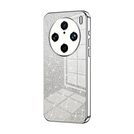 Custodia per telefono elettrolitico in polvere glitter sfumata per vivo X100 Pro (argento)