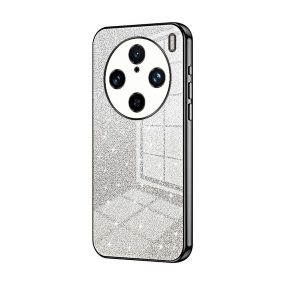 Custodia per telefono elettrolitico in polvere glitterata sfumata per vivo X100 Pro (nera)