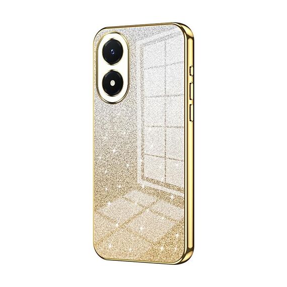 Per vivo Y02s Custodia per telefono elettrolitico con polvere glitterata sfumata (oro)