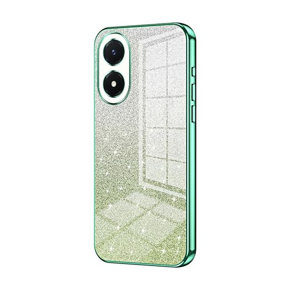 Per vivo Y02s Custodia per telefono elettrolitico con polvere glitterata sfumata (verde)