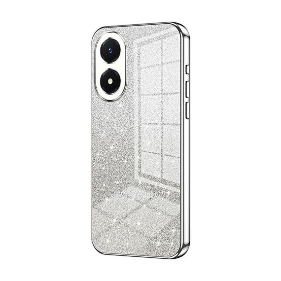 Custodia per telefono elettrolitico in polvere glitter sfumata per vivo Y02s (argento)