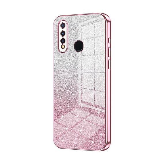 Per vivo Y5s / U3 / Z5i / U20 / Y19 Custodia per telefono elettrolitico con polvere glitterata sfumata (rosa)