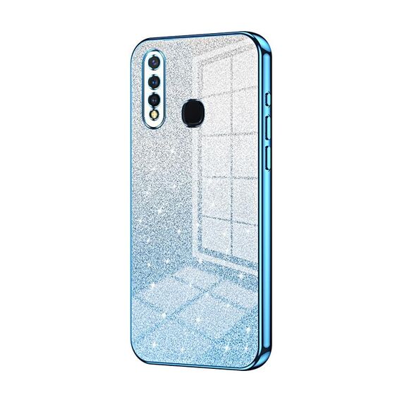 Per vivo Y5s / U3 / Z5i / U20 / Y19 Custodia per telefono elettrolitico con polvere glitterata sfumata (blu)