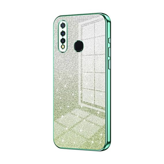 Per vivo Y5s / U3 / Z5i / U20 / Y19 Custodia per telefono elettrolitico con polvere glitterata sfumata (verde)