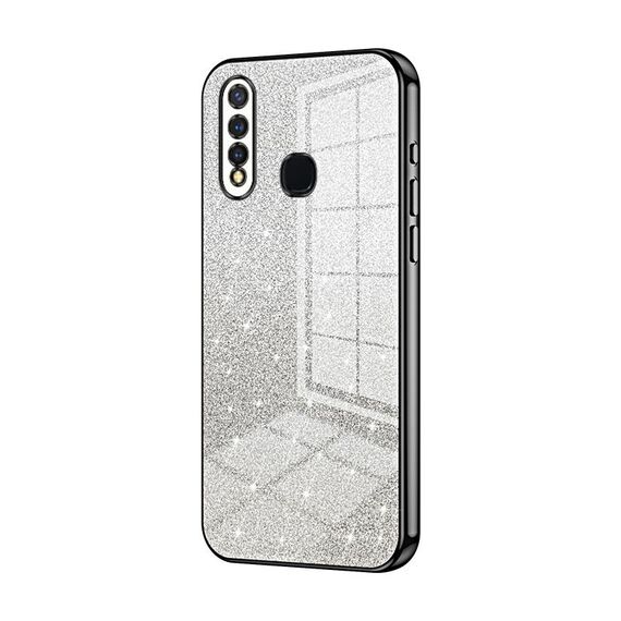 Per vivo Y5s / U3 / Z5i / U20 / Y19 Custodia per telefono elettrolitico con polvere glitterata sfumata (Nero)