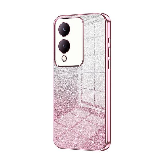 Custodia per telefono elettrolitico in polvere glitter sfumata per vivo Y17s (rosa)